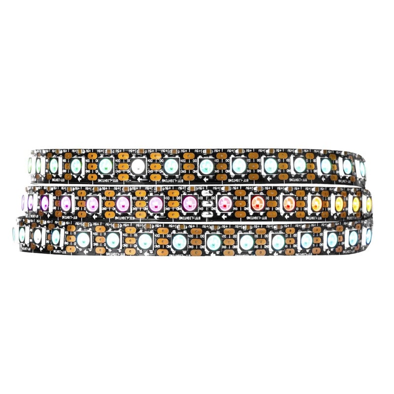 BTF-LIGHTING WS2812B IC RGB 5050SMD Pure Gold Individual Addressable LED Strip 3.28FT 100LED 100Pixel/m Flexible Full Color IP30 DC5V for DIY Chasing Color Project(No Adapter or Controller) - Image 1